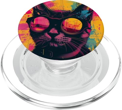 Coole, stilvolle Katze mit bunter Sonnenbrille, lebendig und trendig PopSockets PopGrip für MagSafe Coole, stilvolle Katze mit bunter Sonnenbrille, lebendig und trendig PopSockets PopGrip für MagSafe von Cute Accessories Art Gifts for Women and Men