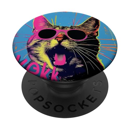 Coole lustige Katze mit Sonnenbrille im lebendigen Pop Art Style PopSockets Klebender PopGrip von Cute Accessories Art Gifts for Women and Men