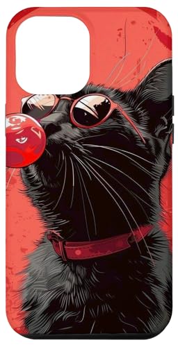 Coole lustige schwarze stilvolle Katze mit Sonnenbrille und rotem Lutscher Hülle für iPhone 12 Pro Max von Cute Accessories Art Gifts for Women and Men