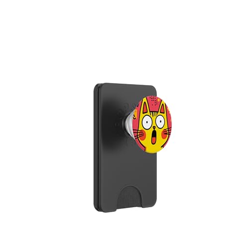Lustige schockierte gelbe Katze rote Wangen bunter Hintergrund PopSockets PopWallet für MagSafe Lustige schockierte gelbe Katze rote Wangen bunter Hintergrund PopSockets PopWallet für MagSafe von Cute Accessories Art Gifts for Women and Men