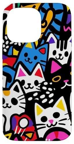 Niedliche, bunte Katzencollage, lebendig und verspielt Hülle für iPhone 14 Pro Max von Cute Accessories Art Gifts for Women and Men