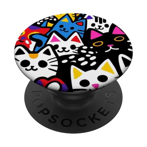 Niedliche, bunte Katzencollage, lebendig und verspielt PopSockets Klebender PopGrip von Cute Accessories Art Gifts for Women and Men