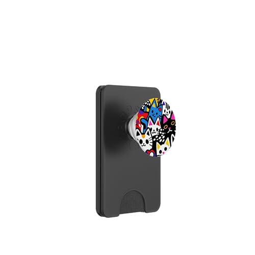 Niedliche, bunte Katzencollage, lebendig und verspielt PopSockets PopWallet für MagSafe von Cute Accessories Art Gifts for Women and Men