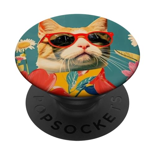 Niedliche lustige Katzen Kitty Urlaub Katze PopSockets Klebender PopGrip von Cute Accessories Art Gifts for Women and Men