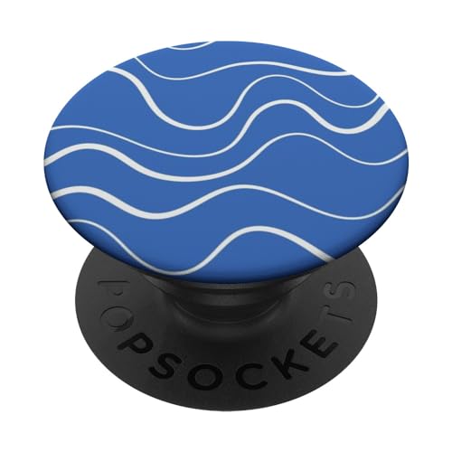 Niedliche schicke geometrische minimalistische blaue gewellte weiße Linien PopSockets mit austauschbarem PopGrip von Cute Accessories Art Gifts for Women and Men