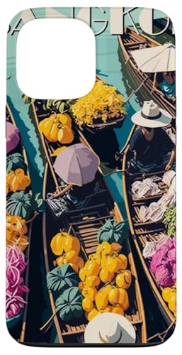 Reisender Rucksacktouristen wandern auf dem schwimmenden Markt in Bangkok, Thailand Hülle für iPhone 13 Pro Max von Cute Accessories Art Gifts for Women and Men