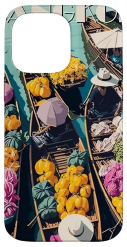 Reisender Rucksacktouristen wandern auf dem schwimmenden Markt in Bangkok, Thailand Hülle für iPhone 14 Pro Max von Cute Accessories Art Gifts for Women and Men