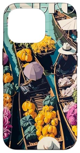 Reisender Rucksacktouristen wandern auf dem schwimmenden Markt in Bangkok, Thailand Hülle für iPhone 16 Pro von Cute Accessories Art Gifts for Women and Men