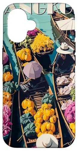 Reisender Rucksacktouristen wandern auf dem schwimmenden Markt in Bangkok, Thailand Hülle für iPhone 16 von Cute Accessories Art Gifts for Women and Men
