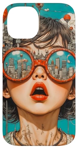 Retro Futuristische Steampunk City Floating Airships Pop Art Hülle für iPhone 14 von Cute Accessories Art Gifts for Women and Men