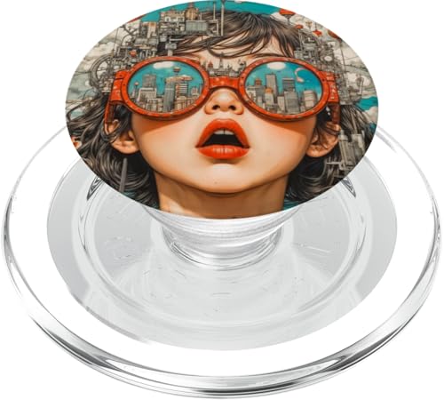 Retro Futuristische Steampunk City Floating Airships Pop Art PopSockets PopGrip für MagSafe Retro Futuristische Steampunk City Floating Airships Pop Art PopSockets PopGrip für MagSafe von Cute Accessories Art Gifts for Women and Men