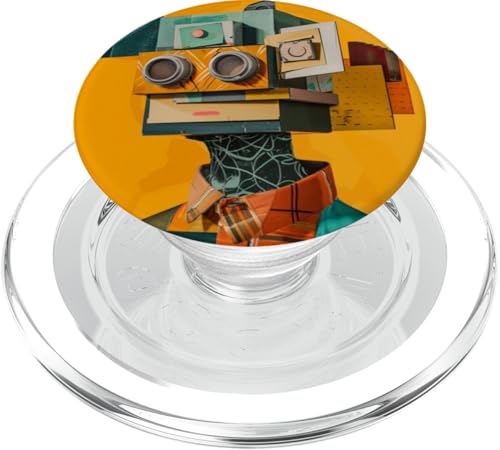 Retro Futuristischer Roboter Pop Art kräftige Farben gelber Hintergrund PopSockets PopGrip für MagSafe Retro Futuristischer Roboter Pop Art kräftige Farben gelber Hintergrund PopSockets PopGrip für MagSafe von Cute Accessories Art Gifts for Women and Men