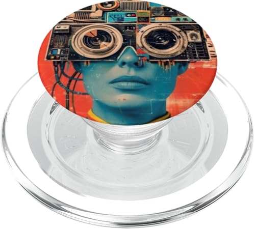 Retro Futuristischer blauer Roboterkopf bunte ästhetische Vibes PopSockets PopGrip für MagSafe Retro Futuristischer blauer Roboterkopf bunte ästhetische Vibes PopSockets PopGrip für MagSafe von Cute Accessories Art Gifts for Women and Men
