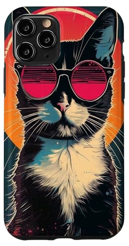 Stilvolle Katze Retro Cute Fun Cats Kitty Sonnenbrille Bunt Hülle für iPhone 11 Pro von Cute Accessories Art Gifts for Women and Men