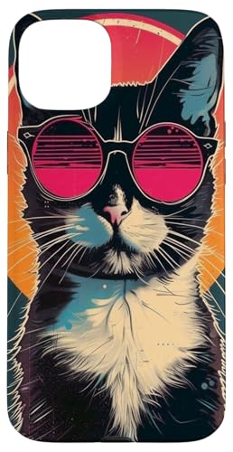 Stilvolle Katze Retro Cute Fun Cats Kitty Sonnenbrille Bunt Hülle für iPhone 15 Plus von Cute Accessories Art Gifts for Women and Men