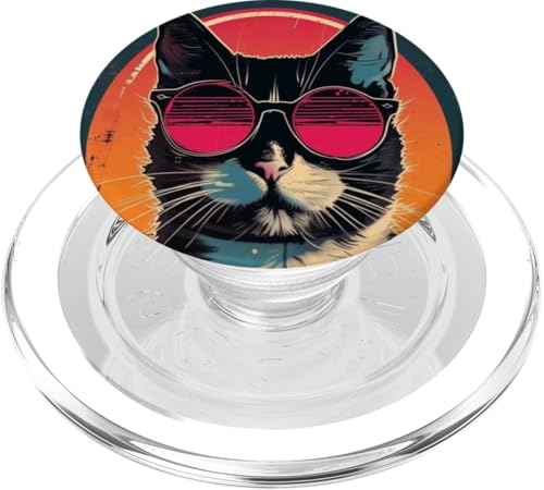 Stilvolle Katze Retro Cute Fun Cats Kitty Sonnenbrille Bunt PopSockets PopGrip für MagSafe von Cute Accessories Art Gifts for Women and Men