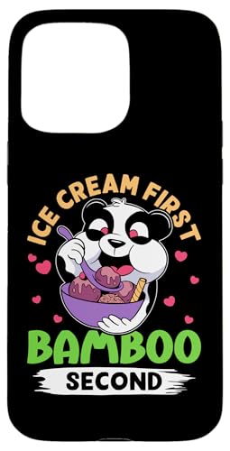 Panda: Eiscreme an erster Stelle, Bambus an zweiter Stelle Hülle für iPhone 15 Pro Max von Cute Asian Panda Bear Designs For Kids