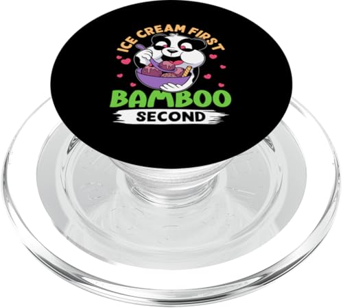 Panda: Eiscreme an erster Stelle, Bambus an zweiter Stelle PopSockets PopGrip für MagSafe Panda: Eiscreme an erster Stelle, Bambus an zweiter Stelle PopSockets PopGrip für MagSafe von Cute Asian Panda Bear Designs For Kids