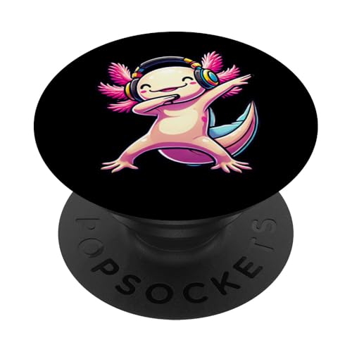 Cute Axolotl Dabbing Headphones Gamer PopSockets Klebender PopGrip von Cute Axolotl Dabbing Video Games Apparel