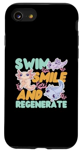 Axolotl für Mädchen: Schwimmen, Lächeln und Regenerieren Hülle für iPhone SE (2020) / 7 / 8 von Cute Axolotl Designs For Girls And Boys