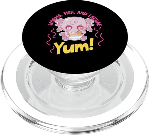 Axolotl für Mädchen: Würmer, Fische und Larven: Yum! PopSockets PopGrip für MagSafe von Cute Axolotl Designs For Girls And Boys