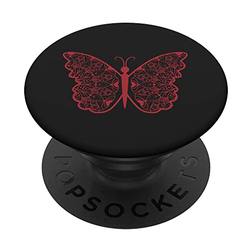 Weinrot Rotbraun Schwarz Schmetterling Mandala Design PopSockets mit austauschbarem PopGrip Weinrot Rotbraun Schwarz Schmetterling Mandala Design PopSockets mit austauschbarem PopGrip von Cute Black Butterfly Mandala Designs