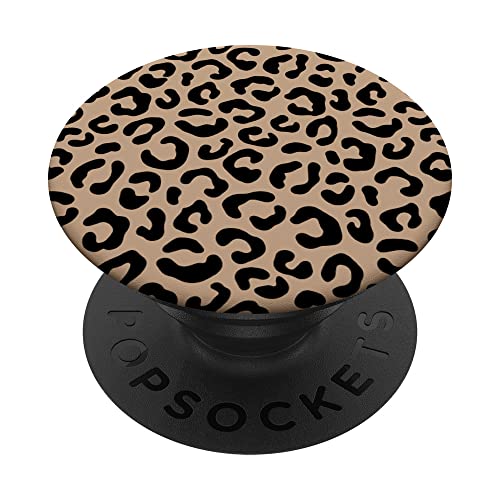Haselnussbrauner schwarzer Leopardenmuster PopSockets mit austauschbarem PopGrip von Cute Black Leopard Cheetah Animal Print
