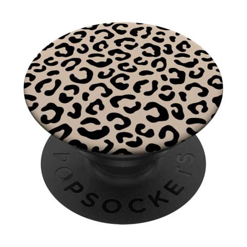 Leopardenmuster, Sandy Beige / Schwarz PopSockets mit austauschbarem PopGrip von Cute Black Leopard Cheetah Animal Print