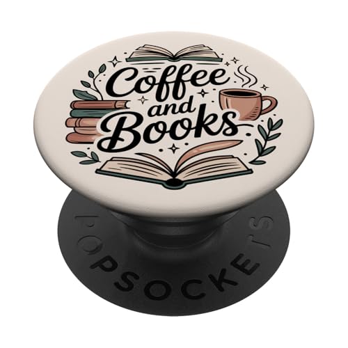 Coffee And Books Book Lover Bookish Reading Librarian Beige PopSockets Klebender PopGrip von Cute Booktok Book Lover Design Women Girls Co