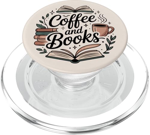 Coffee And Books Book Lover Bookish Reading Librarian Beige PopSockets PopGrip für MagSafe von Cute Booktok Book Lover Design Women Girls Co