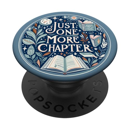 Just One More Chapter Bookish Book Reading Botanical Blue PopSockets Klebender PopGrip Just One More Chapter Bookish Book Reading Botanical Blue PopSockets Klebender PopGrip von Cute Booktok Book Lover Design Women Girls Co