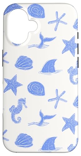 Coastal Beach Muschel Koralle Ocean adrett blau ästhetisch Hülle für iPhone 16 Coastal Beach Muschel Koralle Ocean adrett blau ästhetisch Hülle für iPhone 16 von Cute Coastal Seashells Blue Aesthetic