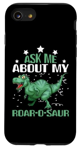 Frag mich nach meinem Roar-O-Saur Hülle für iPhone SE (2020) / 7 / 8 von Cute Comic Dinosaur Designs For Kids