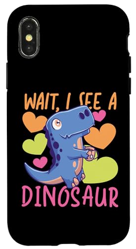 Warte, ich sehe einen Dinosaurier Hülle für iPhone X/XS von Cute Comic Dinosaur Designs For Kids