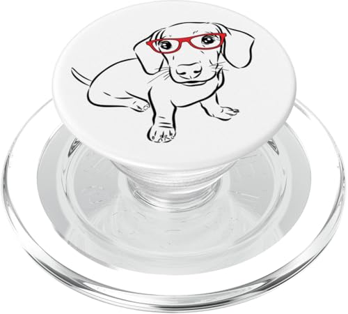 Funny Illustration Red Glasses Hipster Nerd Dachshund Lover PopSockets PopGrip für MagSafe von Cute Doxie Weiner Dog Gifts Shirts & Hoodies
