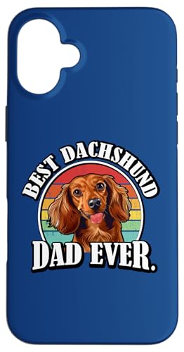Funny Retro Vintage Best Dad Long Haired Dachshund Lover Hülle für iPhone 16 Plus von Cute Doxie Weiner Dog Gifts Shirts & Hoodies