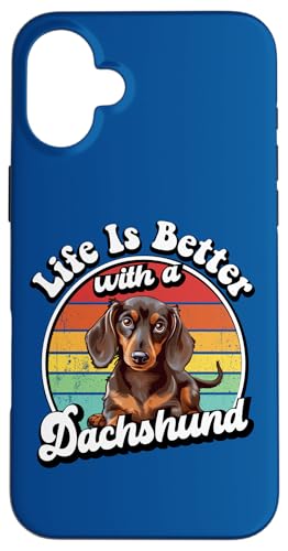 Funny Retro Vintage Life Is Better Brown Dachshund Lover Hülle für iPhone 16 Plus Funny Retro Vintage Life Is Better Brown Dachshund Lover Hülle für iPhone 16 Plus von Cute Doxie Weiner Dog Gifts Shirts & Hoodies