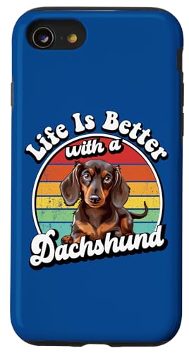 Funny Retro Vintage Life Is Better Brown Dachshund Lover Hülle für iPhone SE (2020) / 7 / 8 von Cute Doxie Weiner Dog Gifts Shirts & Hoodies