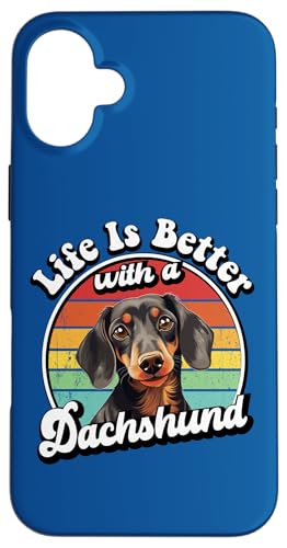 Funny Retro Vintage Life Is Better Dachshund Lover Hülle für iPhone 16 Plus Funny Retro Vintage Life Is Better Dachshund Lover Hülle für iPhone 16 Plus von Cute Doxie Weiner Dog Gifts Shirts & Hoodies