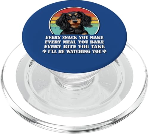 Retro Vintage Every Snack Black Long Haired Dachshund Lover PopSockets PopGrip für MagSafe Retro Vintage Every Snack Black Long Haired Dachshund Lover PopSockets PopGrip für MagSafe von Cute Doxie Weiner Dog Gifts Shirts & Hoodies