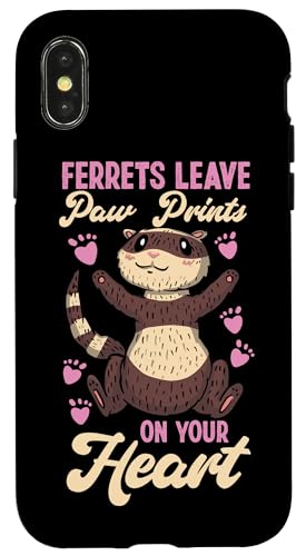 Frettchen hinterlassen Pfotenabdrücke auf Ihrem Herzen Hülle für iPhone X/XS Frettchen hinterlassen Pfotenabdrücke auf Ihrem Herzen Hülle für iPhone X/XS von Cute Ferret Animal Designs For Kids