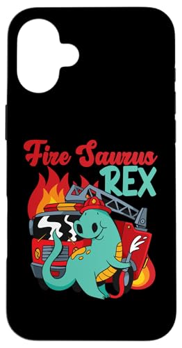 Fire Saurus Rex Feuerwehrmann Dinosaurier Hülle für iPhone 16 Plus von Cute Fire Fighter Designs For Girls And Boys