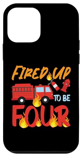 Fire Truck Geburtstagsdesign "Fired Up To Be Four" Hülle für iPhone 12 mini von Cute Fire Fighter Designs For Girls And Boys