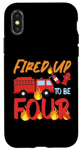 Fire Truck Geburtstagsdesign "Fired Up To Be Four" Hülle für iPhone X/XS Fire Truck Geburtstagsdesign "Fired Up To Be Four" Hülle für iPhone X/XS von Cute Fire Fighter Designs For Girls And Boys