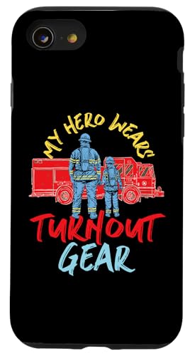 Mein Held trägt Turnout Gear Fire Truck Hülle für iPhone SE (2020) / 7 / 8 von Cute Fire Fighter Designs For Girls And Boys