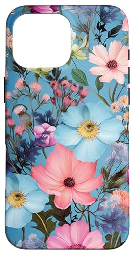 Blumenmischung Wildblume Botanisches Blumenmuster Rosa Blau Hülle für iPhone 16 Pro Max Blumenmischung Wildblume Botanisches Blumenmuster Rosa Blau Hülle für iPhone 16 Pro Max von Cute Flowers