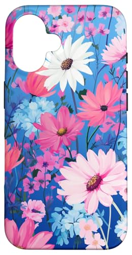 Blumenmischung Wildblume Botanisches Blumenmuster Rosa Blau Hülle für iPhone 16 Blumenmischung Wildblume Botanisches Blumenmuster Rosa Blau Hülle für iPhone 16 von Cute Flowers