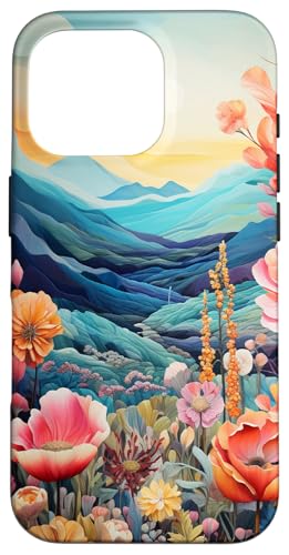 Boho Chic Blumenlandschaft Natur Berge Wandern bunt Hülle für iPhone 16 Pro Boho Chic Blumenlandschaft Natur Berge Wandern bunt Hülle für iPhone 16 Pro von Cute Flowers