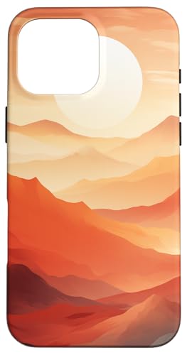 Boho Chic Sonne Landschaft warme Farben minimaler Bergsonnenuntergang Hülle für iPhone 16 Pro Max Boho Chic Sonne Landschaft warme Farben minimaler Bergsonnenuntergang Hülle für iPhone 16 Pro Max von Cute Flowers