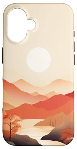 Boho Chic Sonne Landschaft warme Farben minimaler Bergsonnenuntergang Hülle für iPhone 16 Boho Chic Sonne Landschaft warme Farben minimaler Bergsonnenuntergang Hülle für iPhone 16 von Cute Flowers